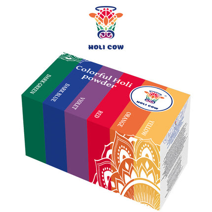 Holi Cow Kleurenpoeder Set - 6 x 100g - 6 Levendige Kleuren
