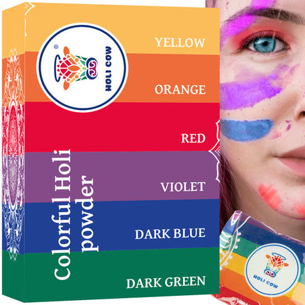 Holi Cow Kleurenpoeder Set - 6 x 100g - 6 Levendige Kleuren