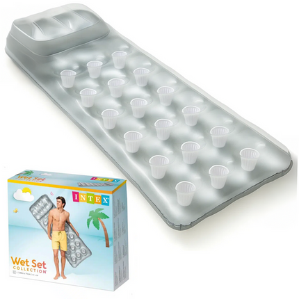 Intex 58894 Opblaasbaar Luchtbed - 188 x 71 cm - Zilver - Met Hoofdsteun