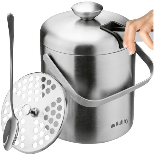 Ruhhy RVS IJsemmer Set met Tang en Lepel – 1,3 Liter – Dubbelwandig