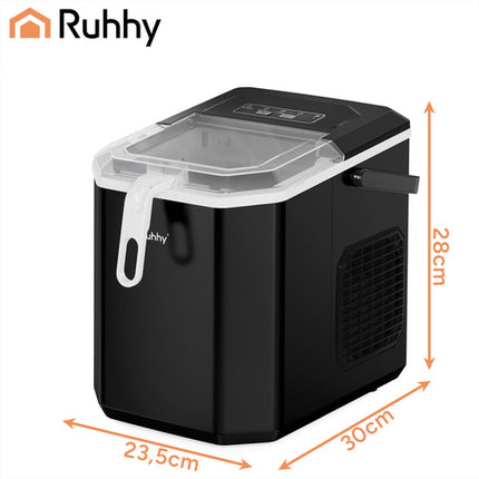 Ruhhy Ijsblokjesmachine - 1.2L - 12 kg/24u - Zwart - Met Schep