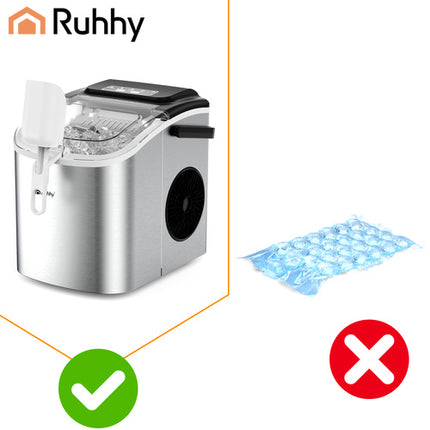 Ruhhy Ijsblokjesmachine - 1.2L - 12 kg/24u - Met Schep - Zilver
