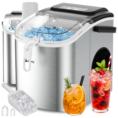 Ruhhy Ijsblokjesmachine - 1.2L - 12 kg/24u - Met Schep - Zilver