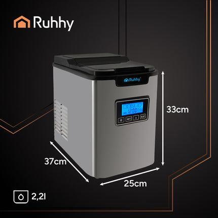 Ruhhy IJsmachine RVS - 12kg/dag - LCD - Timer - Zilver