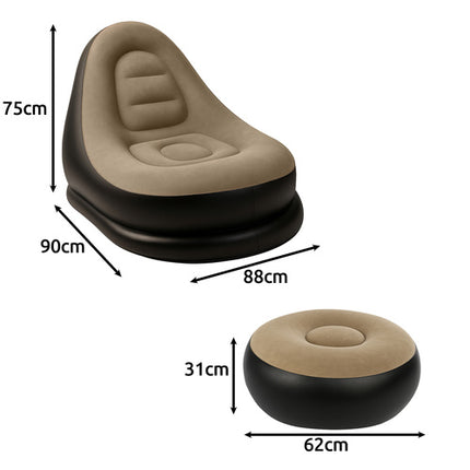 Gardlov Opblaasbare Tuinstoel met Voetensteun - Inclusief Pomp - Zwart/Beige