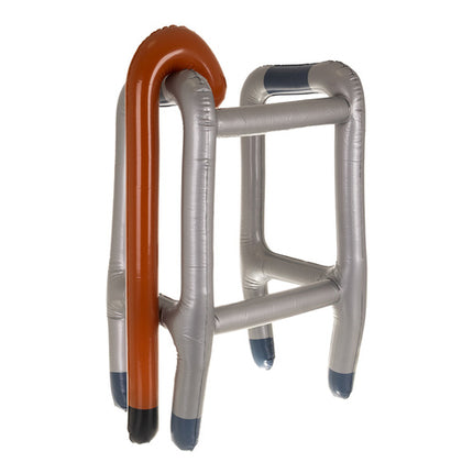 Ruhhy Opblaasbare Rollator met Wandelstok - Feestartikelen - Senior Kostuum