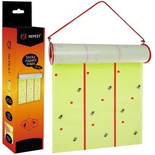Repest Insectenpapier - 10 meter rol - Geurloos - Effectief tegen vliegen