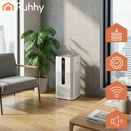 Ruhhy Ioniqs Luchtreiniger - HEPA H12 - Met WiFi & Ionisatie - 80 m²