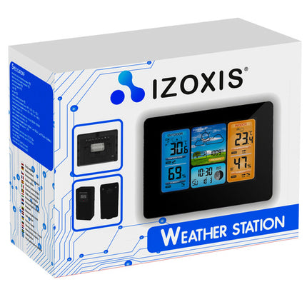 Izoxis Draadloos Weerstation - LCD Display - Met Buitensensor - Zwart