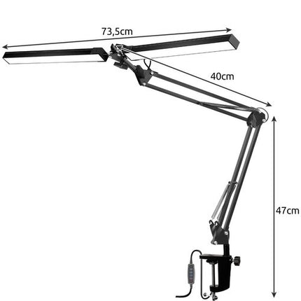 Izoxis 24223 Bureau- en Tekenlamp - 2 Lichtbronnen - 24W - Zwart