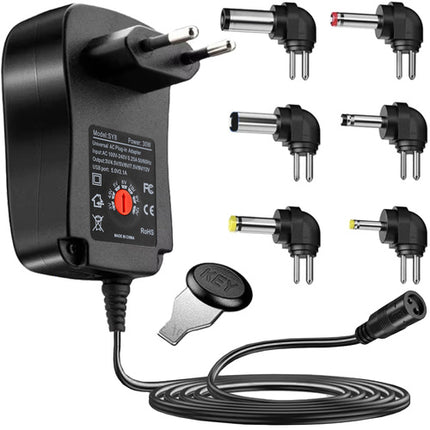 Universele Adapter AC-stroomadapter met USB Poort - 3V / 4.5V / 5V / 6V / 7.5V / 9V / 12V - 6 plugs