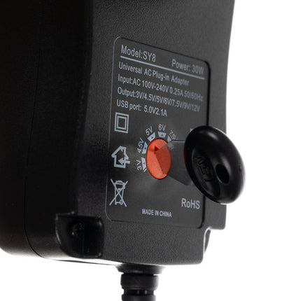 Universele Adapter AC-stroomadapter met USB Poort - 3V / 4.5V / 5V / 6V / 7.5V / 9V / 12V - 6 plugs