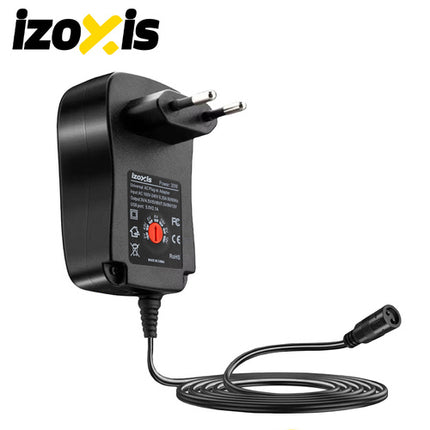 Izoxis Universele Adapter - 30W - 3-12V Regelbaar - 6 Opzetstukken - USB
