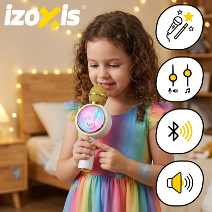Izoxis Draadloze Karaoke Microfoon - Konijn Design - Bluetooth - Wit
