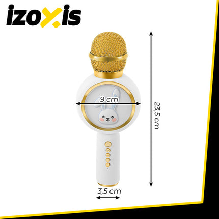 Izoxis Draadloze Karaoke Microfoon - Konijn Design - Bluetooth - Wit