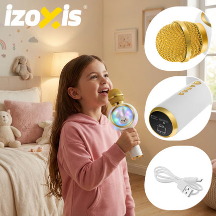 Izoxis Draadloze Karaoke Microfoon - Konijn Design - Bluetooth - Wit
