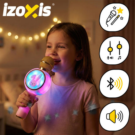 Izoxis Draadloze Karaoke Microfoon - Konijn Design - Bluetooth - Roze