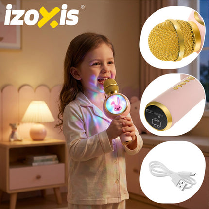 Izoxis Draadloze Karaoke Microfoon - Konijn Design - Bluetooth - Roze