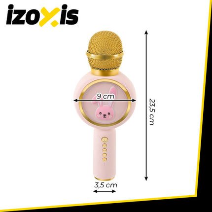 Izoxis Draadloze Karaoke Microfoon - Konijn Design - Bluetooth - Roze