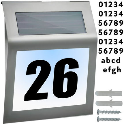 Izoxis Solar Huisnummer - Verlicht - RVS - Inclusief Cijfers