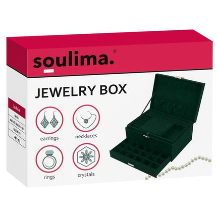 Soulima Sieradendoos - Elegante Juwelenkist met Slot - Flessengroen