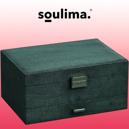Soulima Sieradendoos - Elegante Juwelenkist met Slot - Flessengroen