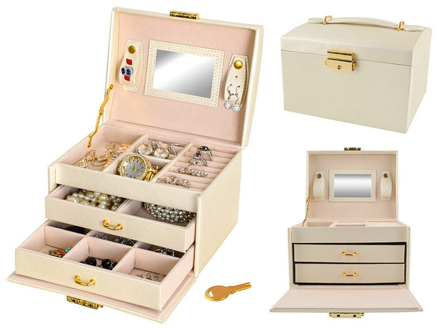 Beautylushh Luxe Sieradendoos - Satijn Look - 20 Compartimenten - Beige