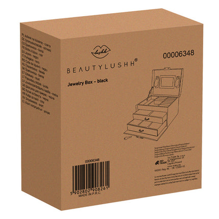 Beautylushh Luxe Sieradendoos - Satijn Look - 20 Compartimenten - Zwart
