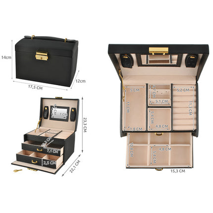 Beautylushh Luxe Sieradendoos - Satijn Look - 20 Compartimenten - Zwart