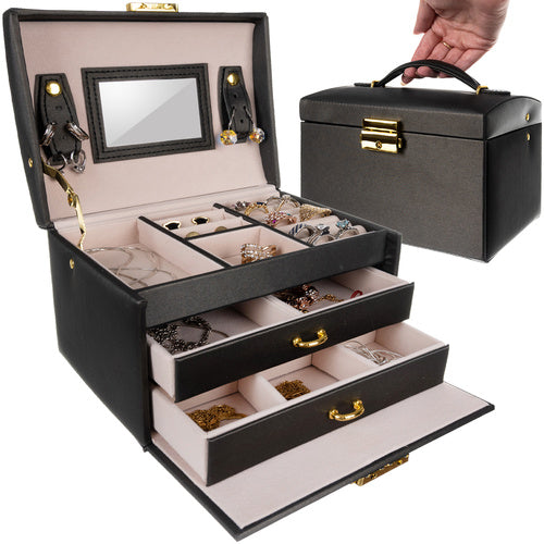 Beautylushh Luxe Sieradendoos - Satijn Look - 20 Compartimenten - Zwart