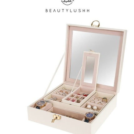 Beautylushh Luxe Sieradendoos - Met Spiegel en Reisetui - Wit