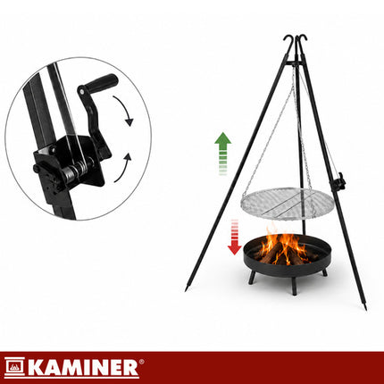 Kaminer Driepoot Barbecue - 190 cm - 70 cm RVS Rooster