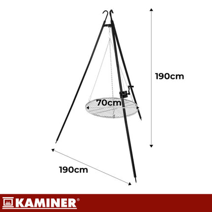 Kaminer Driepoot Barbecue - 190 cm - 70 cm RVS Rooster