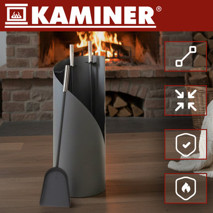 Kaminer Haardstel - 4-delig - Industrieel Design - Grijs/Zilver - 52 cm
