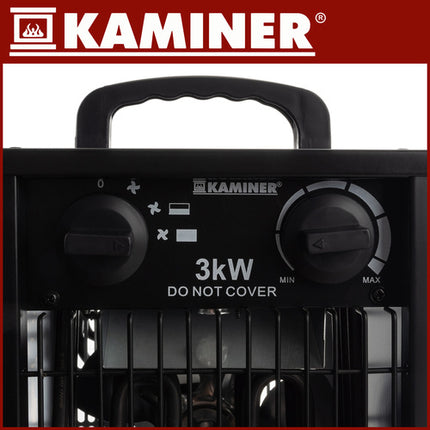 Kaminer Elektrische Heater - 3000W - Met Thermostaat - Zwart