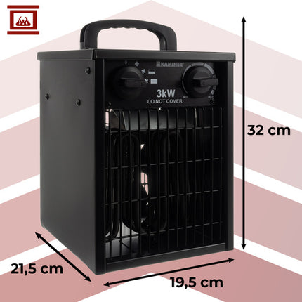 Kaminer Elektrische Heater - 3000W - Met Thermostaat - Zwart