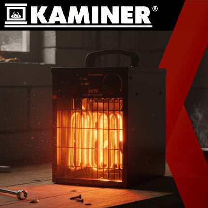 Kaminer Elektrische Heater - 3000W - Met Thermostaat - Zwart