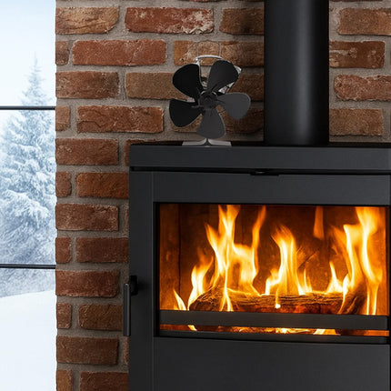 Kaminer Kachelventilator - 5 Blads - Hitteaangedreven - Zwart