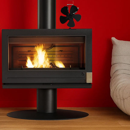 Kaminer Kachelventilator - 5 Blads - Hitteaangedreven - Zwart