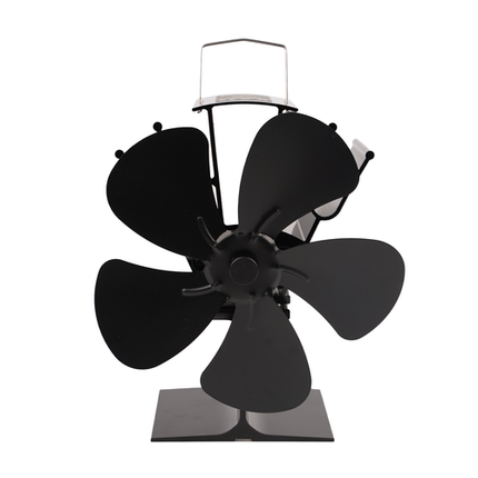 Kaminer Kachelventilator - 5 Blads - Hitteaangedreven - Zwart