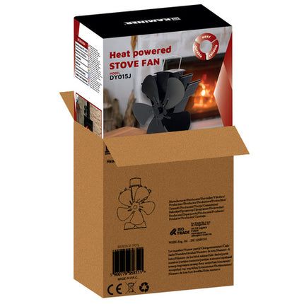 Kaminer Kachelventilator - 5 Blads - Hitteaangedreven - Zwart