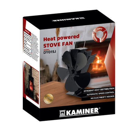 Kaminer Kachelventilator - 5 Blads - Hitteaangedreven - Zwart