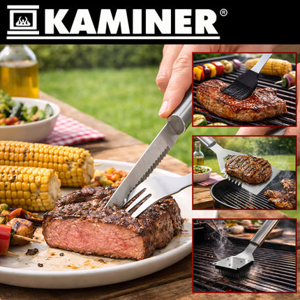 Kaminer Barbecue Bestekset - 26-delig - RVS - In Luxe Koffer