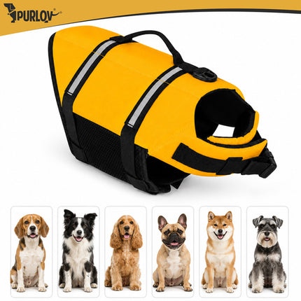 Purlov Hondenzwemvest - Maat L - Veiligheidsvest voor Honden - Zwart/Oranje