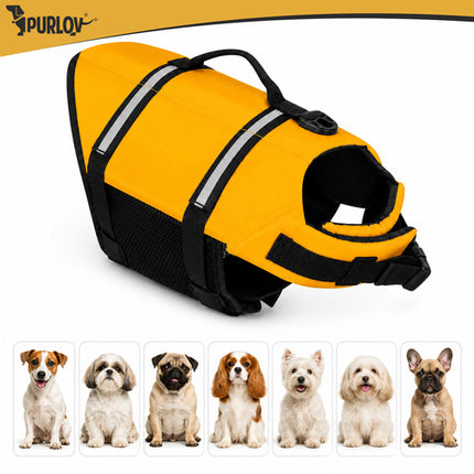 Purlov Hondenzwemvest - Maat M - Veiligheidsvest voor Honden - Zwart/Oranje
