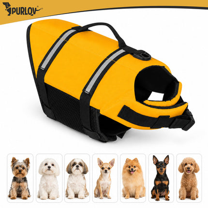 Purlov Hondenzwemvest - Maat S - Veiligheidsvest voor Honden - Zwart/Oranje