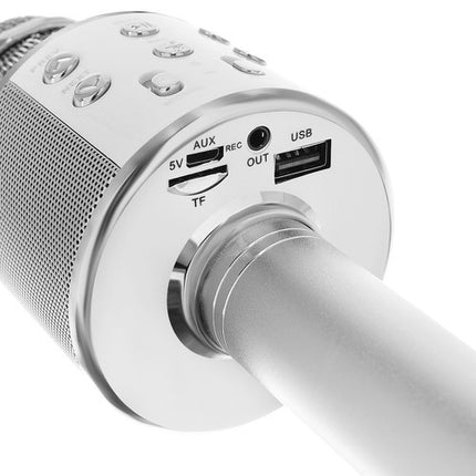 Izoxis Karaoke Microfoon - Draadloze Speaker - Zilver
