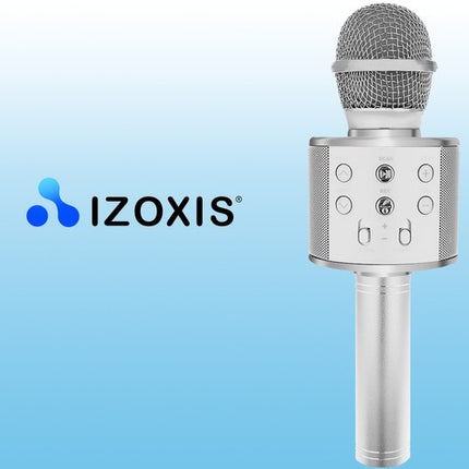 Izoxis Karaoke Microfoon - Draadloze Speaker - Zilver