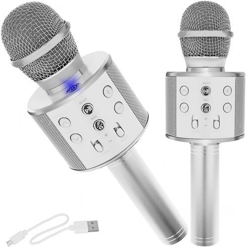 Izoxis Karaoke Microfoon - Draadloze Speaker - Zilver