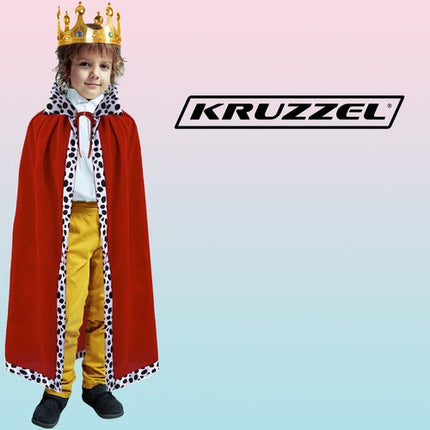 Kruzzel Konings Kostuumset - 3-Delig - Mantel, Kroon & Scepter - Rood